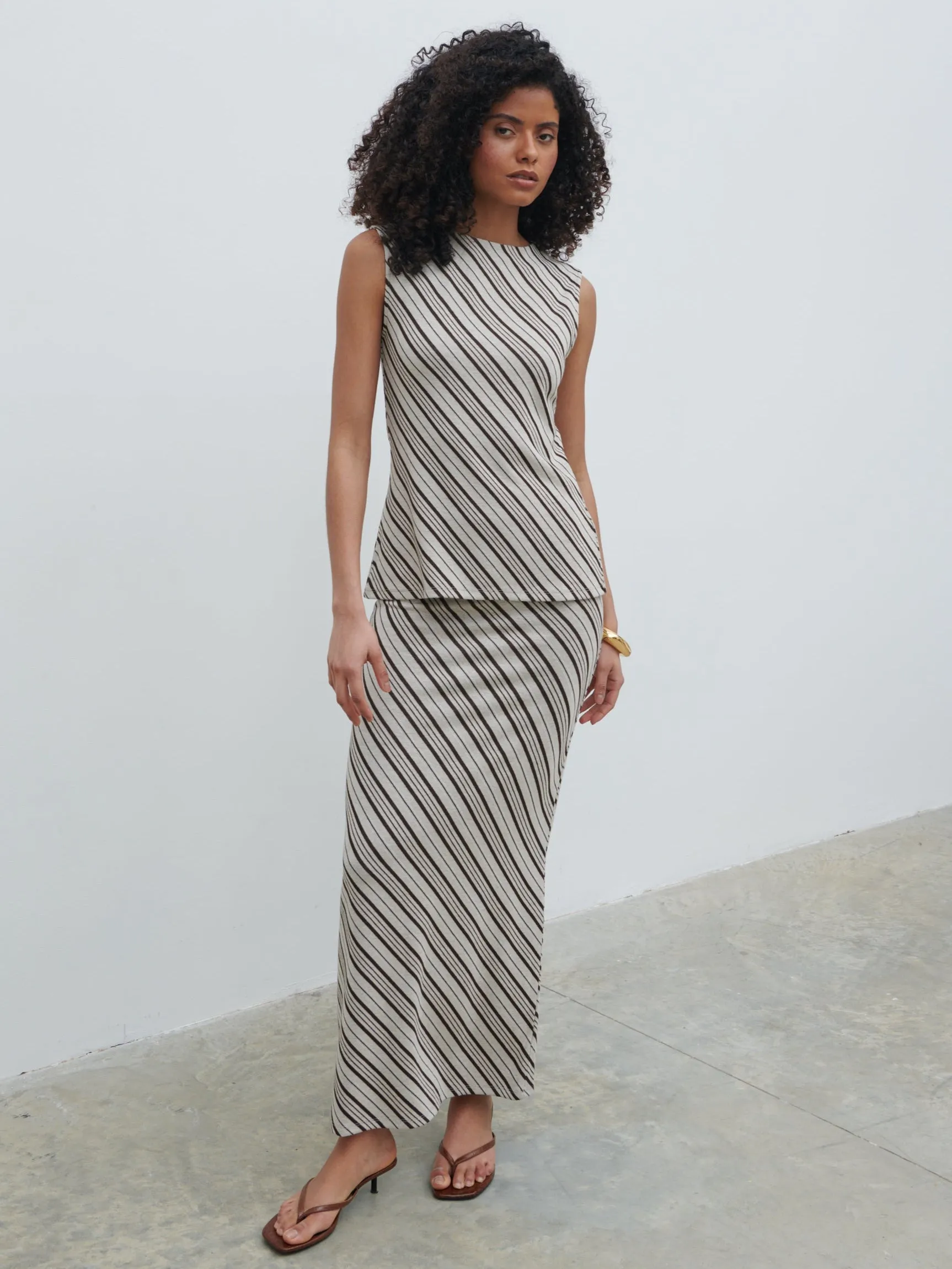 Kali Jersey Skirt - Asymmetric Stripe sold by Pretty Lavish
