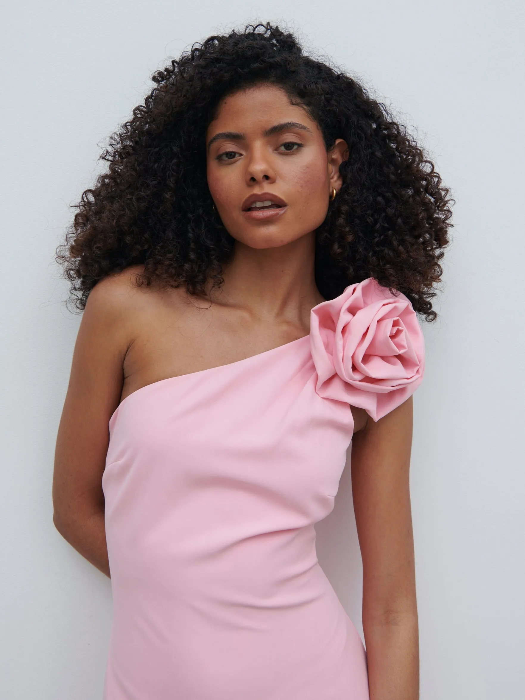 Samaya One Shoulder Detachable Corsage Maxi Dress - Posie Pink sold by Pretty Lavish product image thumbnail 4