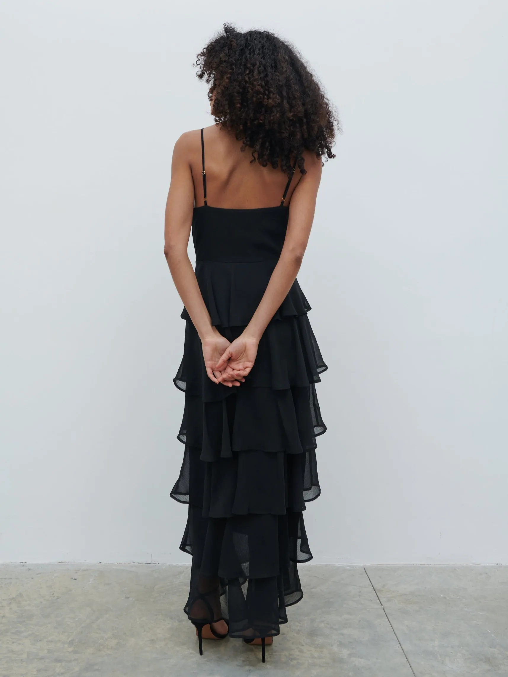 Lissy Ruffle Textured Maxi Dress - Black sold by Pretty Lavish product image thumbnail 5