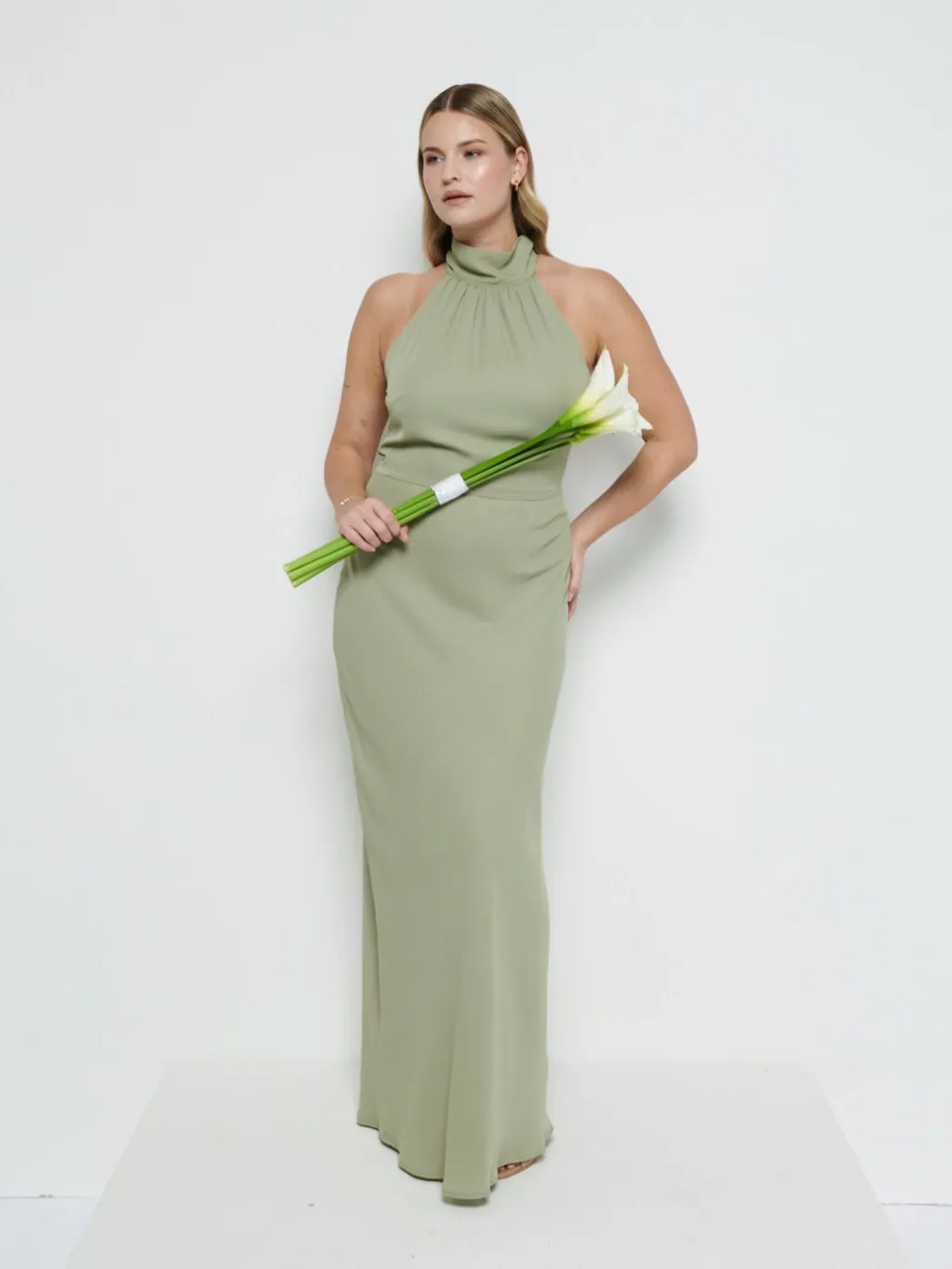 Odelle Tie Back Chiffon Maxi Bridesmaid Dress - Olive sold by Pretty Lavish product image thumbnail 4