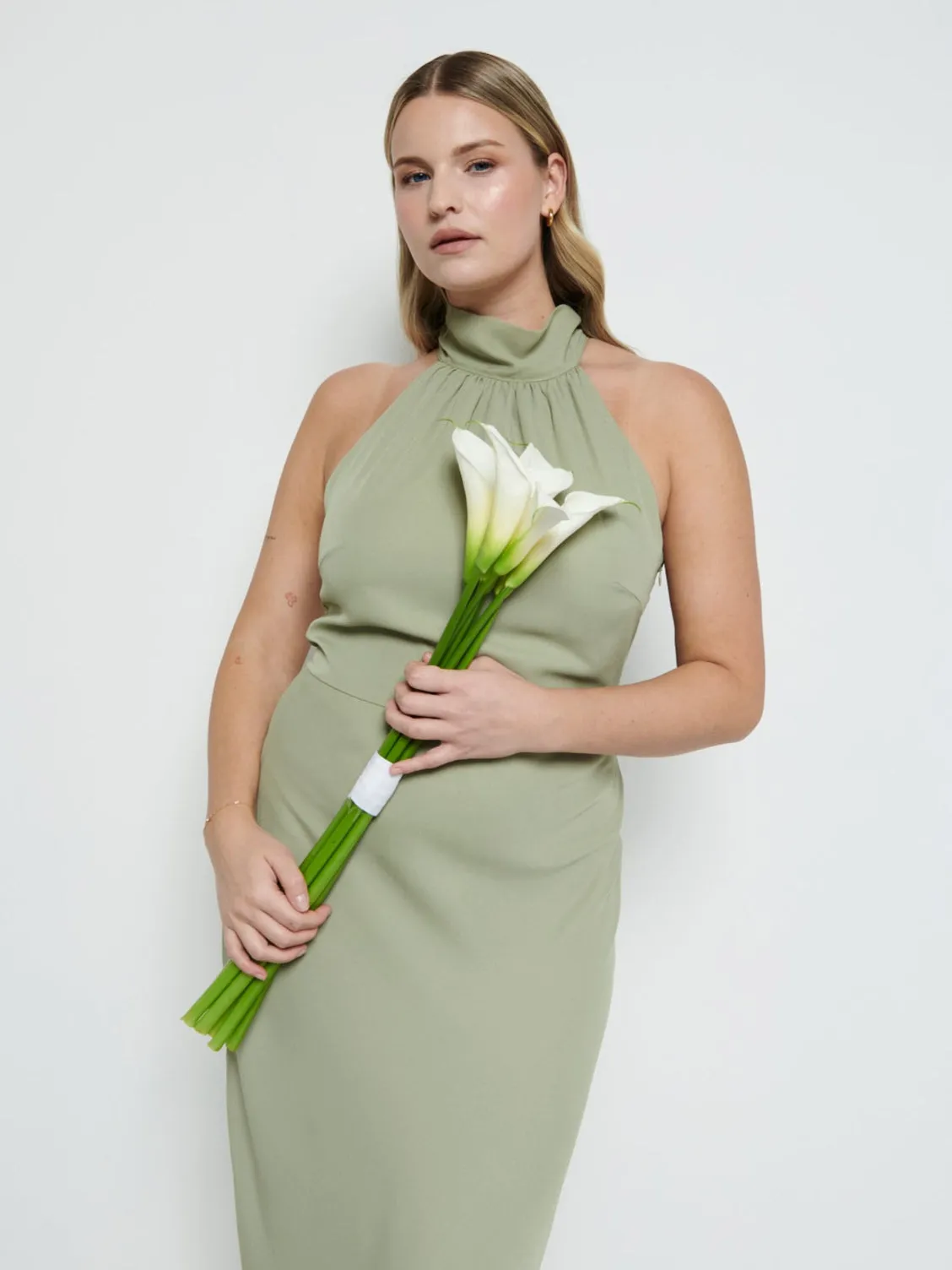 Odelle Tie Back Chiffon Maxi Bridesmaid Dress - Olive sold by Pretty Lavish product image thumbnail 2