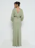 Sienna Long Sleeve Chiffon Bridesmaid Dress - Olive sold by Pretty Lavish