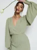 Sienna Long Sleeve Chiffon Bridesmaid Dress - Olive sold by Pretty Lavish