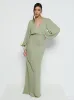 Sienna Long Sleeve Chiffon Bridesmaid Dress - Olive sold by Pretty Lavish