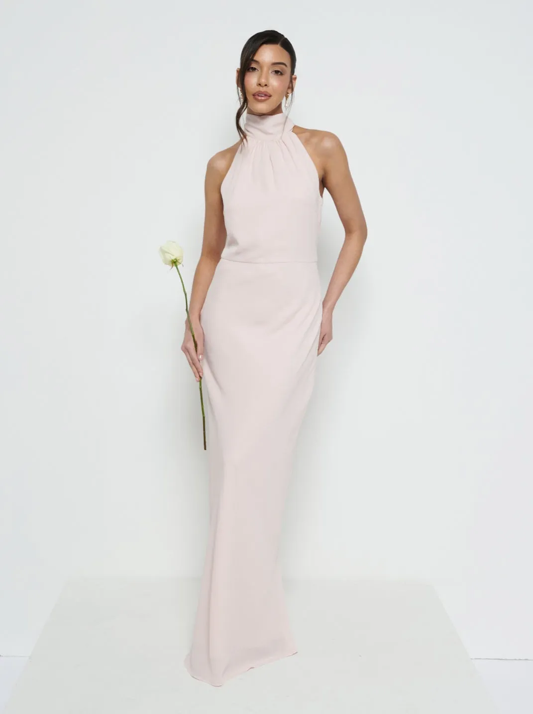 Odelle Tie Back Chiffon Maxi Bridesmaid Dress - Blush sold by Pretty Lavish