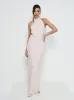 Odelle Tie Back Chiffon Maxi Bridesmaid Dress - Blush sold by Pretty Lavish