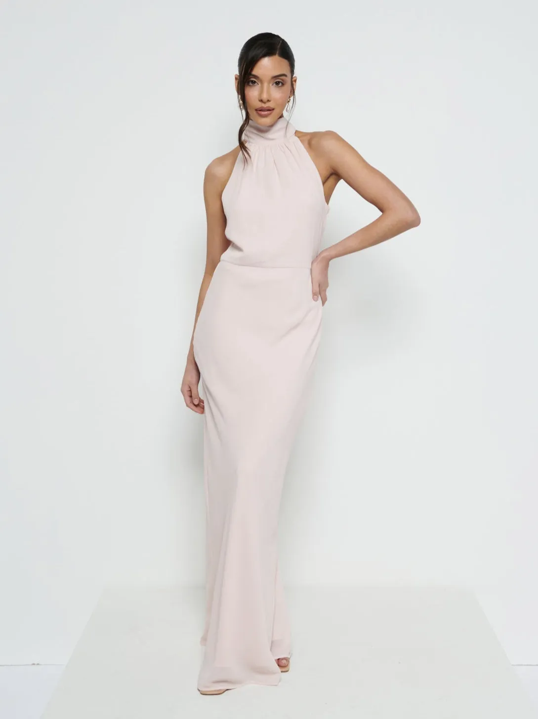 Odelle Tie Back Chiffon Maxi Bridesmaid Dress - Blush sold by Pretty Lavish product image thumbnail 4