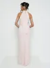Odelle Tie Back Chiffon Maxi Bridesmaid Dress - Blush sold by Pretty Lavish