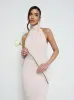 Odelle Tie Back Chiffon Maxi Bridesmaid Dress - Blush sold by Pretty Lavish
