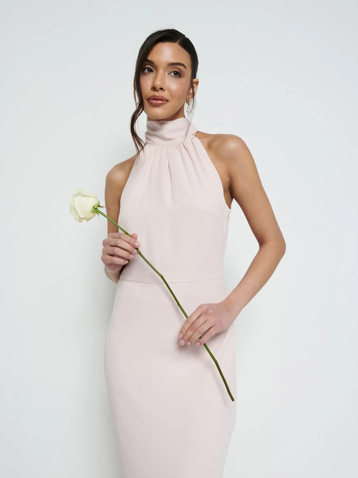 Odelle Tie Back Chiffon Maxi Bridesmaid Dress - Blush sold by Pretty Lavish product image thumbnail 2