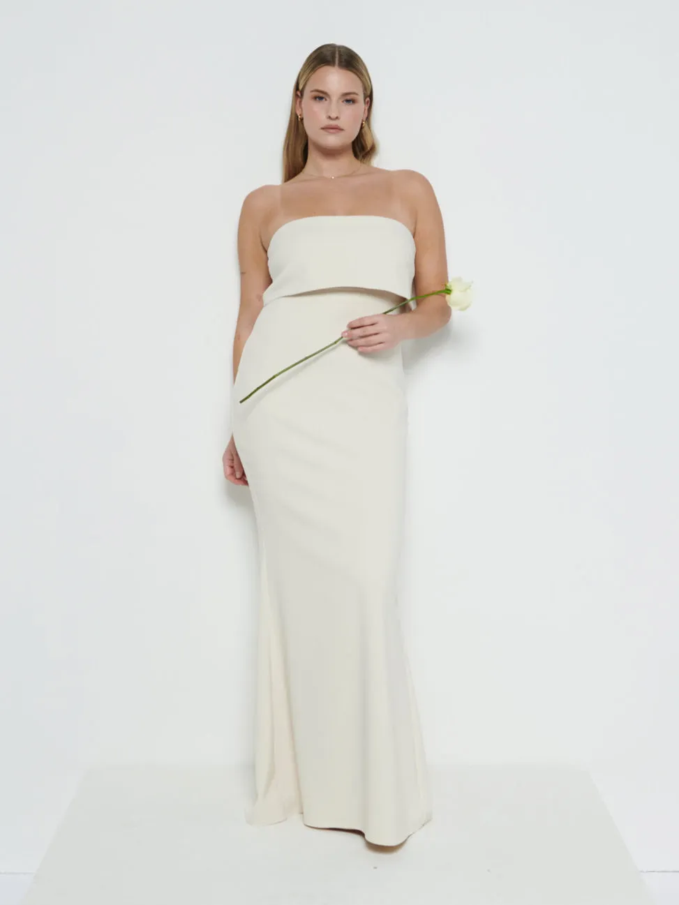 Julia Strapless Crepe Maxi Bridesmaid Dress - Champagne sold by Pretty Lavish product image thumbnail 4