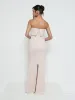 Julia Strapless Crepe Maxi Bridesmaid Dress - Blush sold by Pretty Lavish