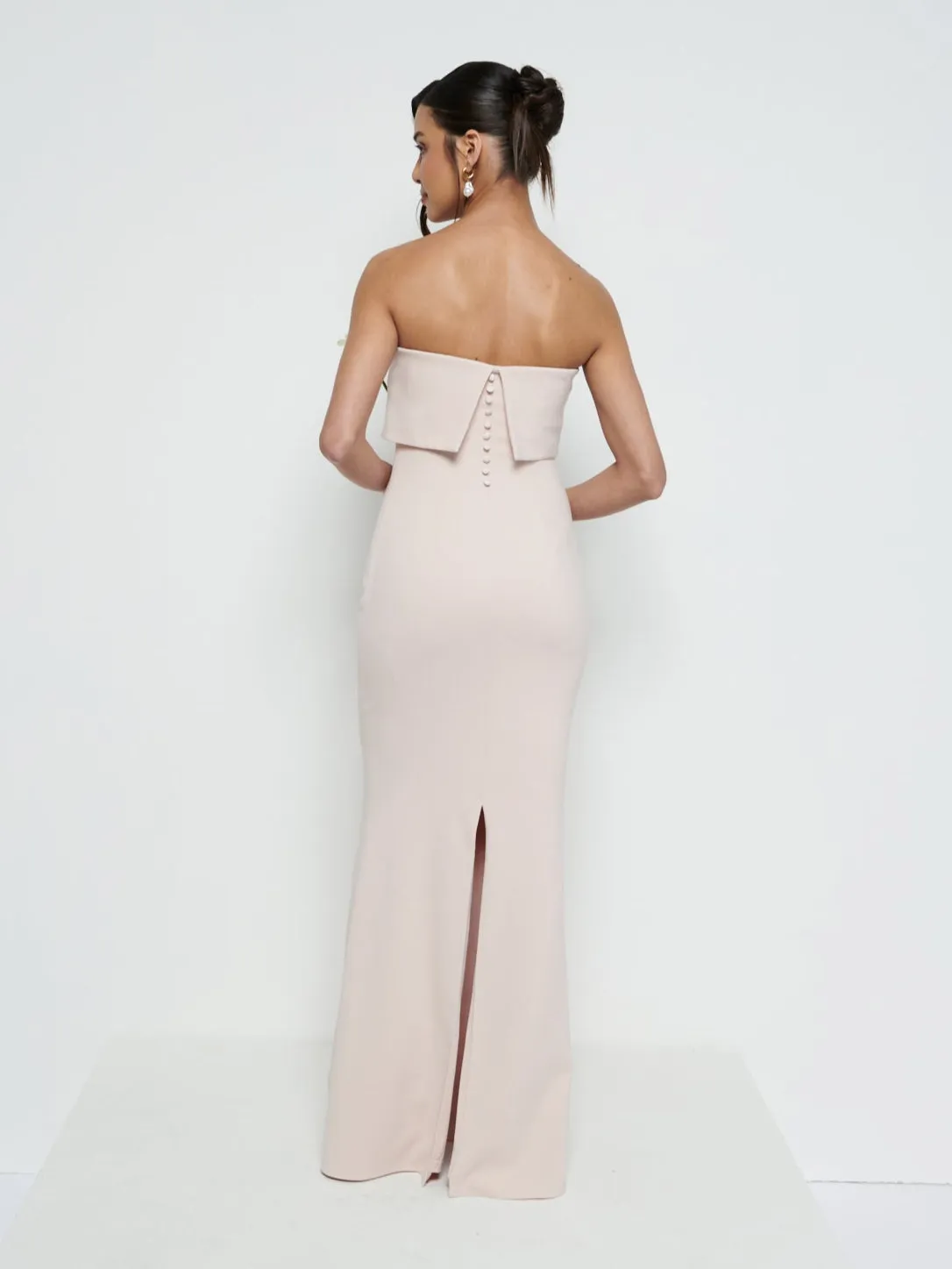 Julia Strapless Crepe Maxi Bridesmaid Dress - Blush sold by Pretty Lavish product image thumbnail 4