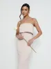 Julia Strapless Crepe Maxi Bridesmaid Dress - Blush sold by Pretty Lavish