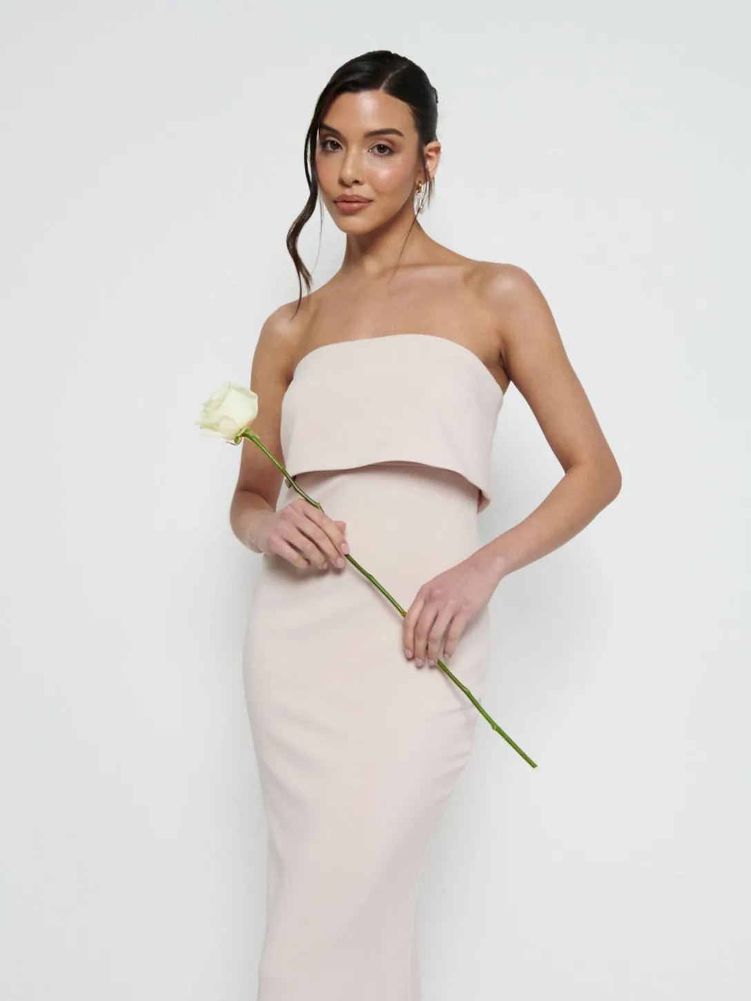 Julia Strapless Crepe Maxi Bridesmaid Dress - Blush sold by Pretty Lavish product image thumbnail 2