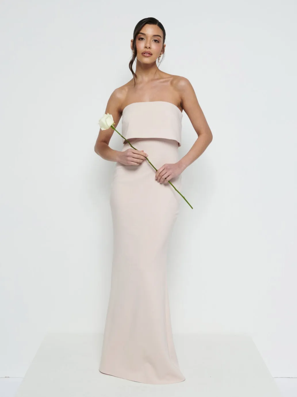 Julia Strapless Crepe Maxi Bridesmaid Dress - Blush sold by Pretty Lavish product image thumbnail 3