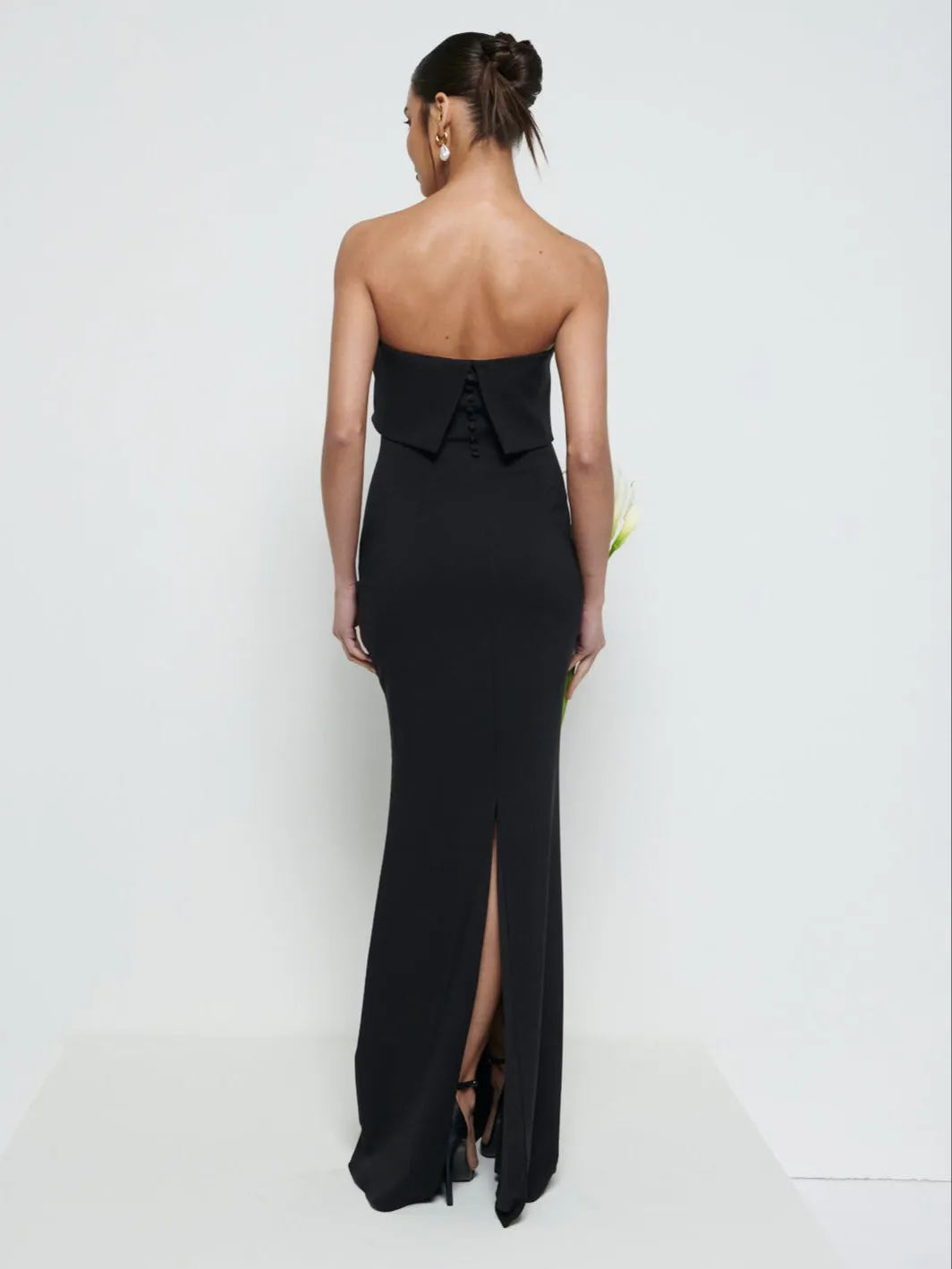 Julia Strapless Crepe Maxi Bridesmaid Dress - Black sold by Pretty Lavish product image thumbnail 3