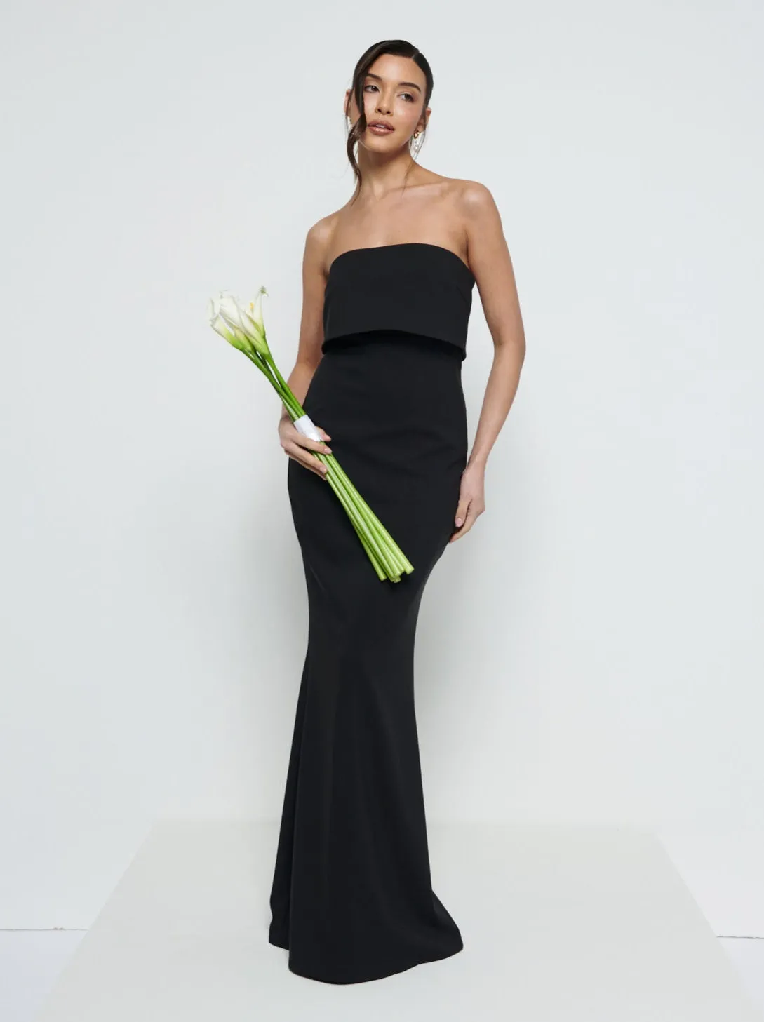 Julia Strapless Crepe Maxi Bridesmaid Dress - Black sold by Pretty Lavish product image thumbnail 4