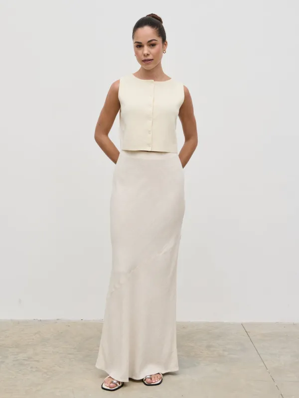 Maisy Linen Blend Maxi Skirt - Natural sold by Pretty Lavish