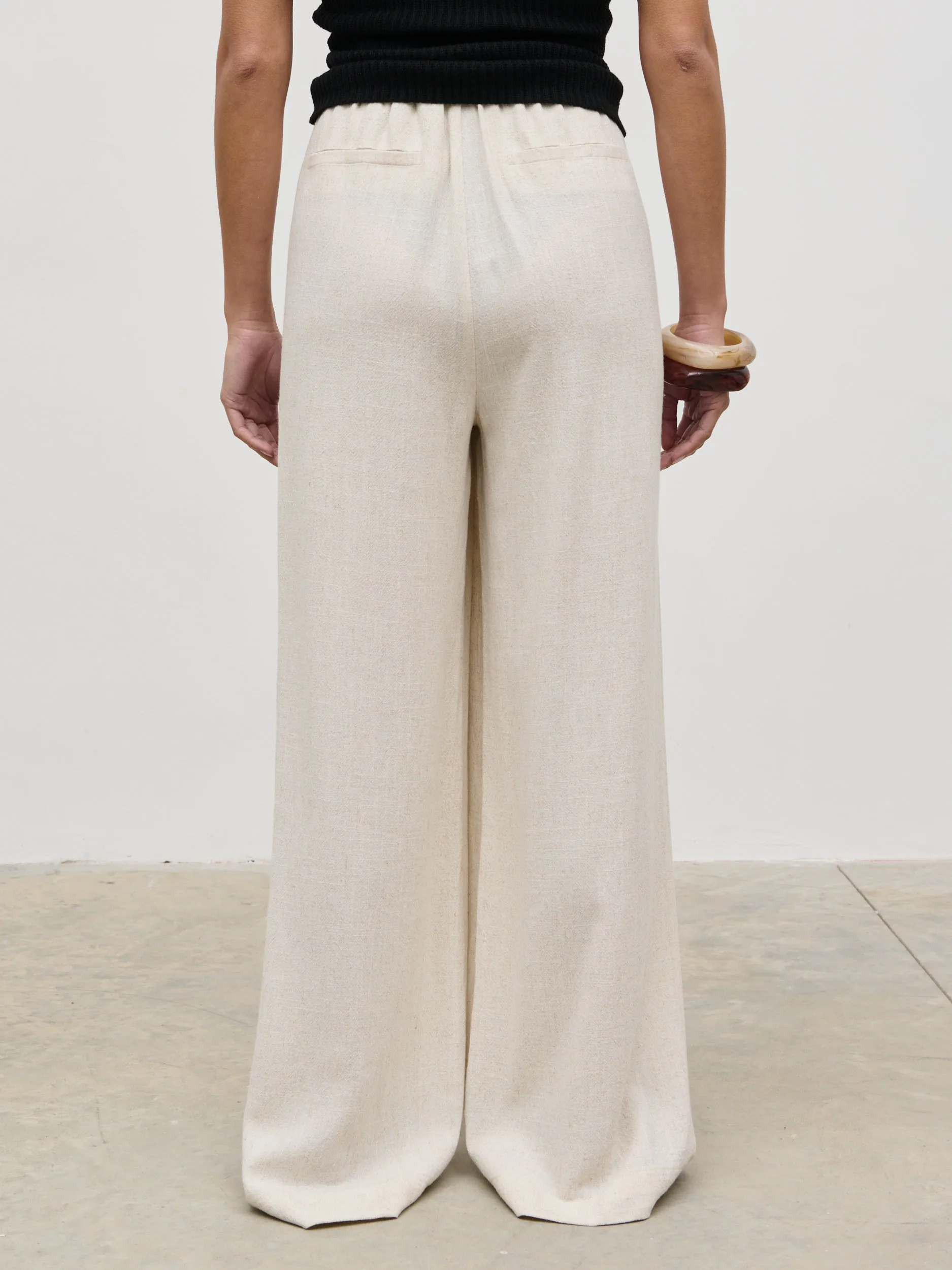 Nessa Drawstring Linen Blend Trousers - Natural sold by Pretty Lavish product image thumbnail 5