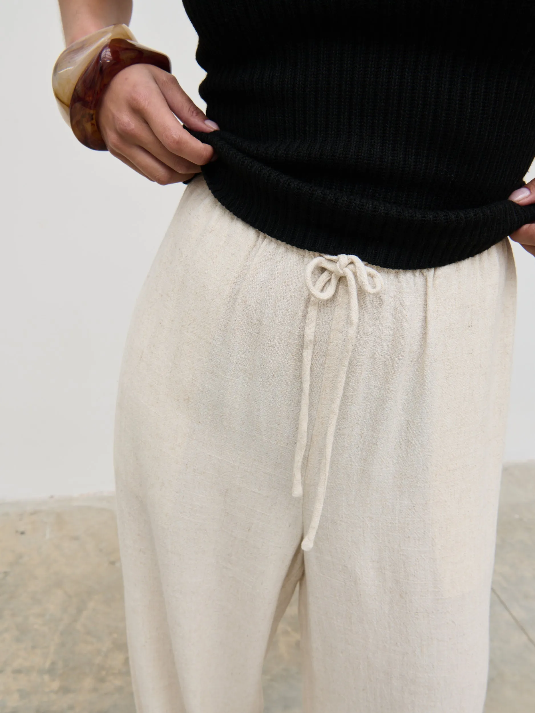 Nessa Drawstring Linen Blend Trousers - Natural sold by Pretty Lavish product image thumbnail 4