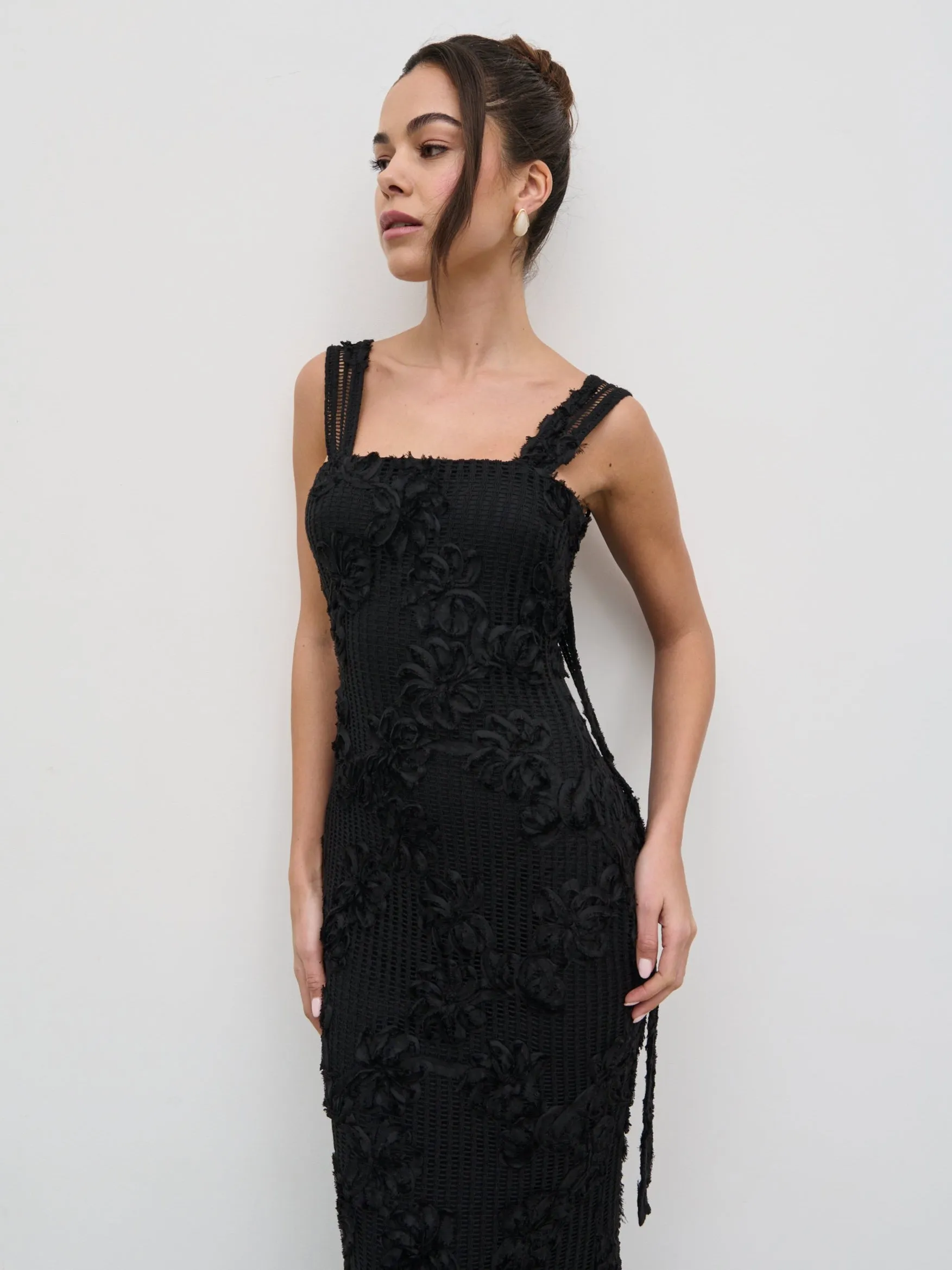 Gigou Crochet Floral Maxi Dress - Black sold by Pretty Lavish product image thumbnail 2