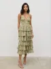 Lissy Tie Back Midaxi Dress - Green Abstract sold by Pretty Lavish