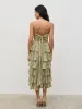 Lissy Tie Back Midaxi Dress - Green Abstract sold by Pretty Lavish