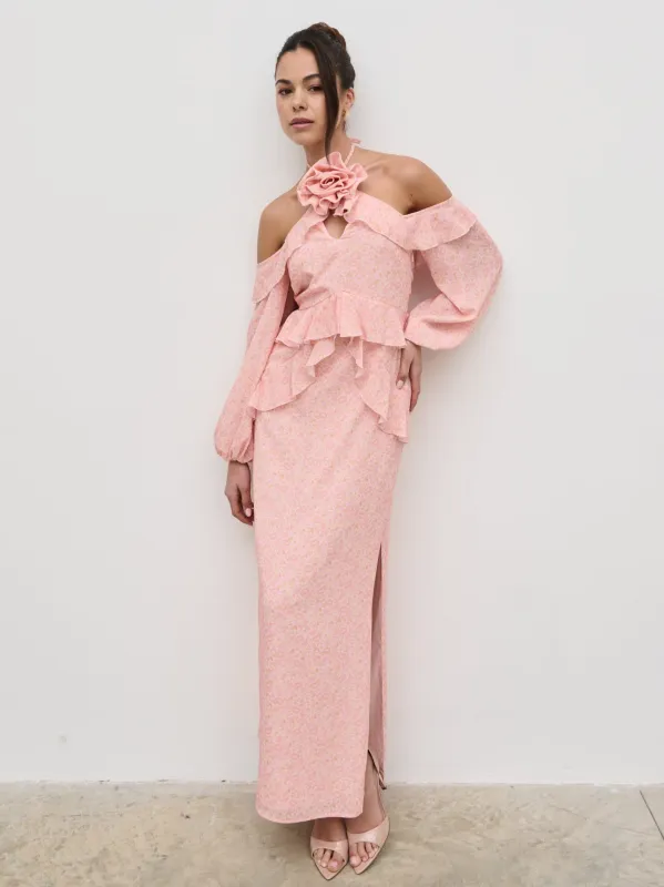 Nalani Corsage Ruffle Maxi Dress - Ditsy Floral sold by Pretty Lavish