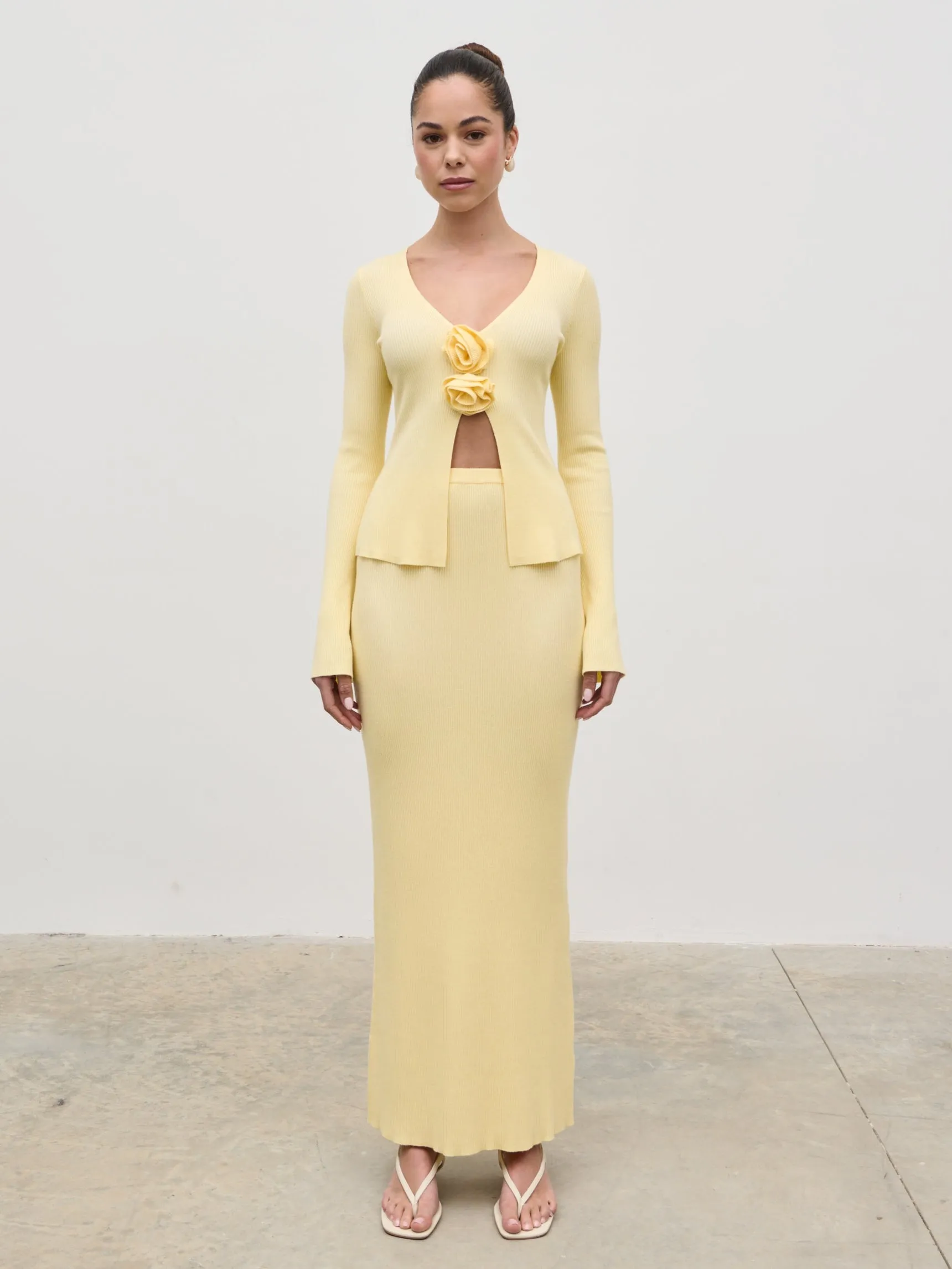 Clemmie Rosette Knit Top - Pale Lemon sold by Pretty Lavish product image thumbnail 4