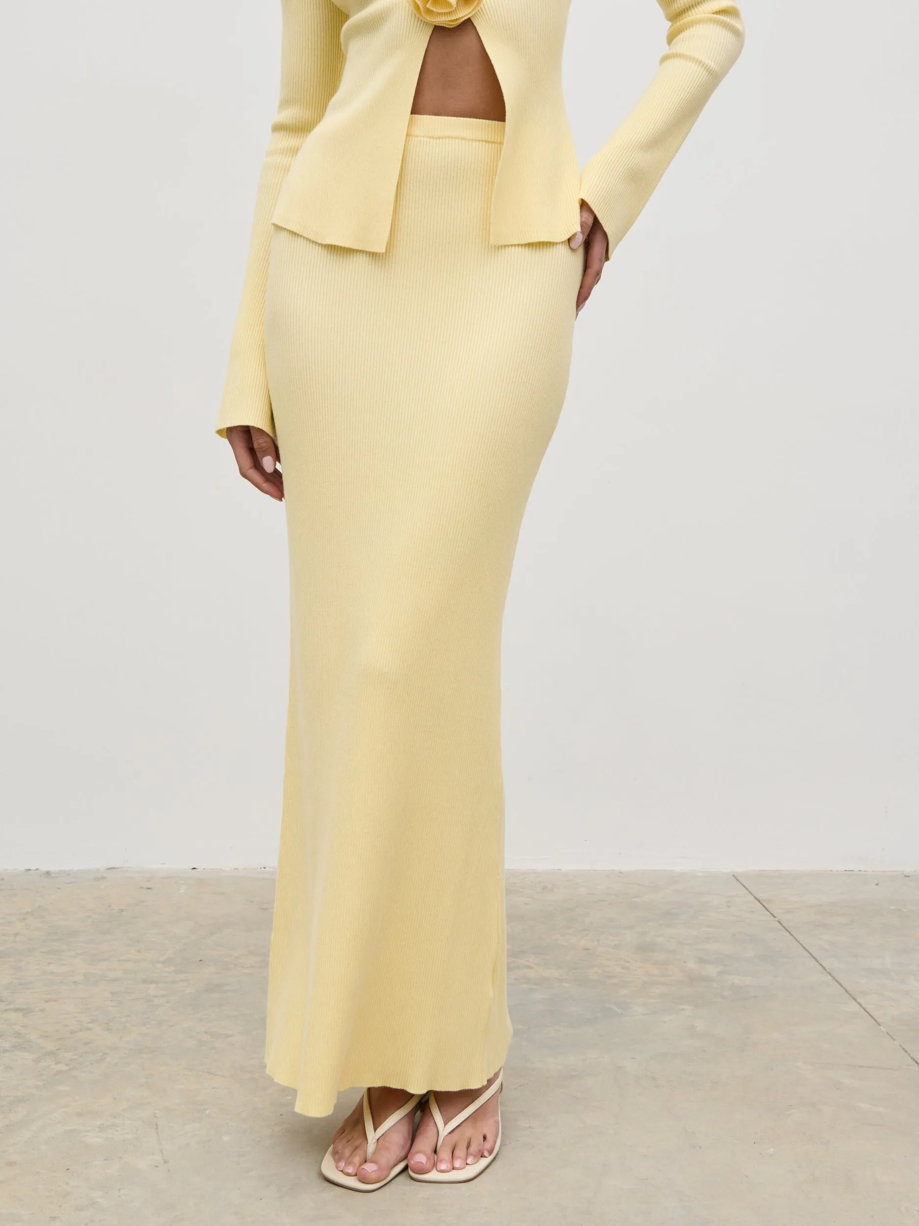 Clemmie Knit Maxi Skirt - Pale Lemon sold by Pretty Lavish product image thumbnail 2