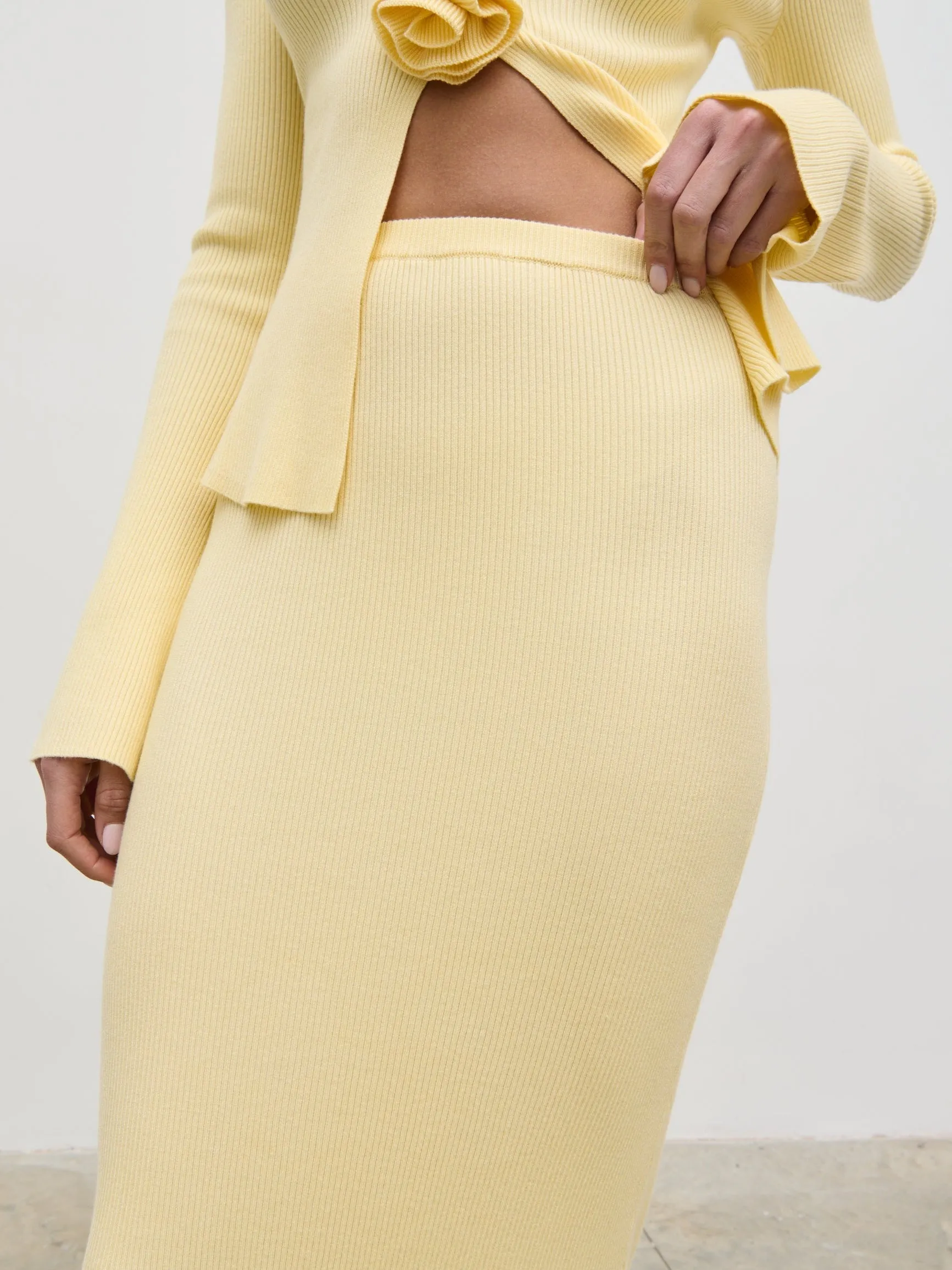 Clemmie Knit Maxi Skirt - Pale Lemon sold by Pretty Lavish product image thumbnail 5