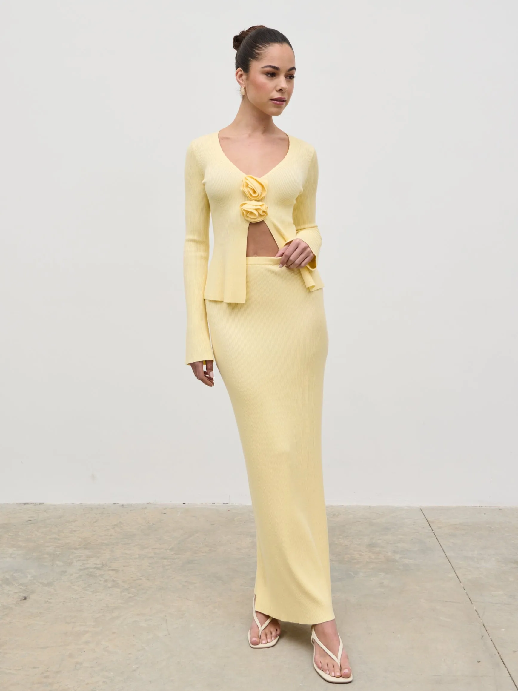 Clemmie Knit Maxi Skirt - Pale Lemon sold by Pretty Lavish product image thumbnail 3