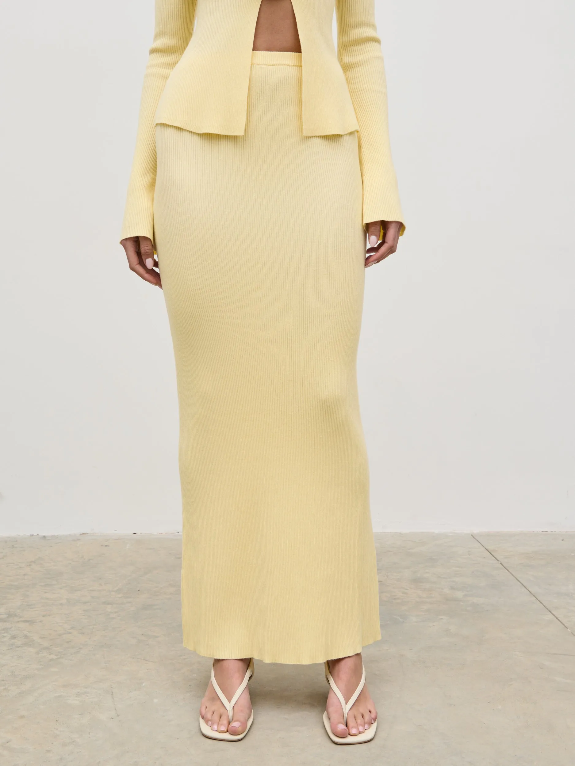 Clemmie Knit Maxi Skirt - Pale Lemon sold by Pretty Lavish product image thumbnail 4