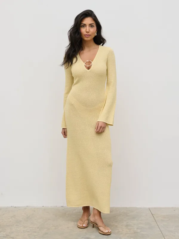 Riviera Hardware Knit Midaxi Dress - Lemon sold by Pretty Lavish