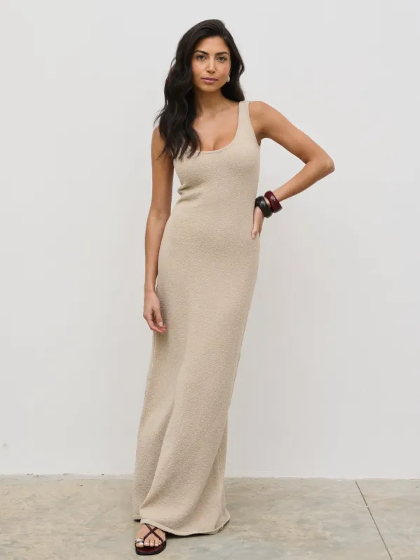 Nora Boucle Knit Maxi Dress - Stone sold by Pretty Lavish
