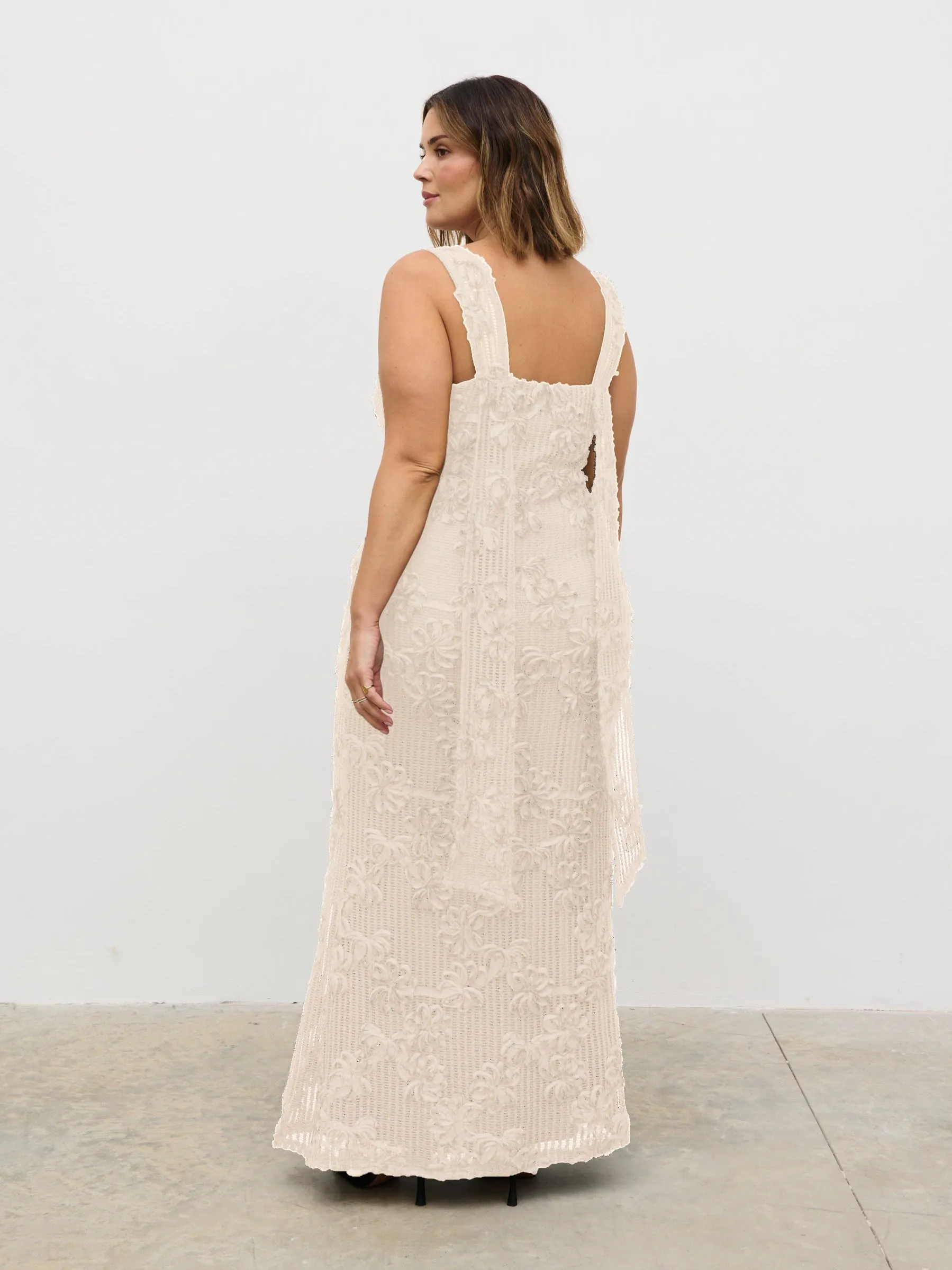 Gigou Crochet Floral Maxi Dress Curve - Cream sold by Pretty Lavish product image thumbnail 2