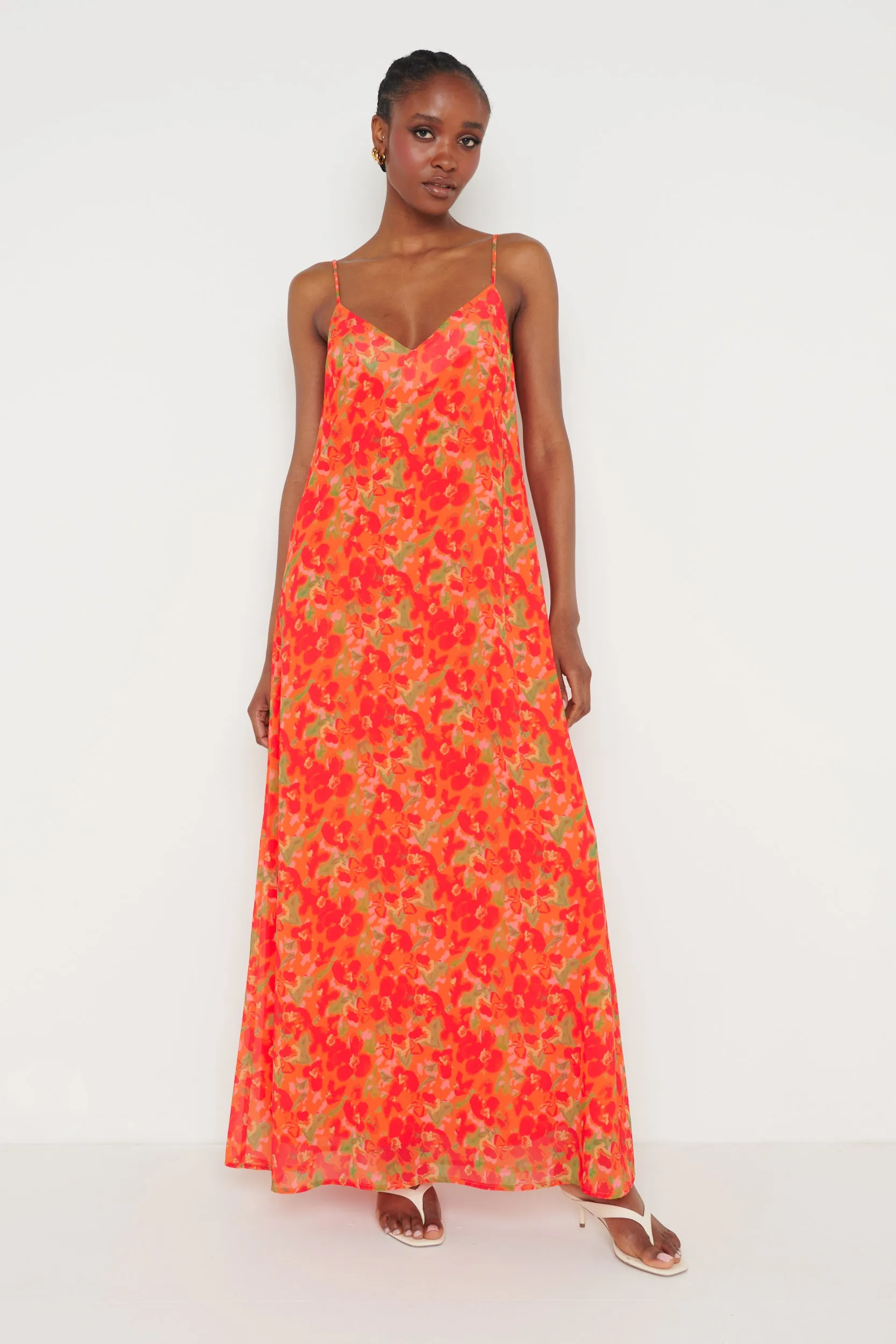 Tiana Trapeze Maxi Dress - Red and Orange Floral sold by Pretty Lavish product image thumbnail 4