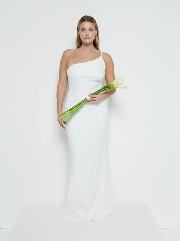 Amelia Crepe Maxi Bridesmaid Dress - Ivory sold by Pretty Lavish
