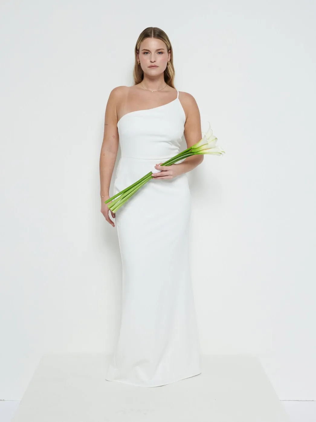 Amelia Crepe Maxi Bridesmaid Dress - Ivory sold by Pretty Lavish