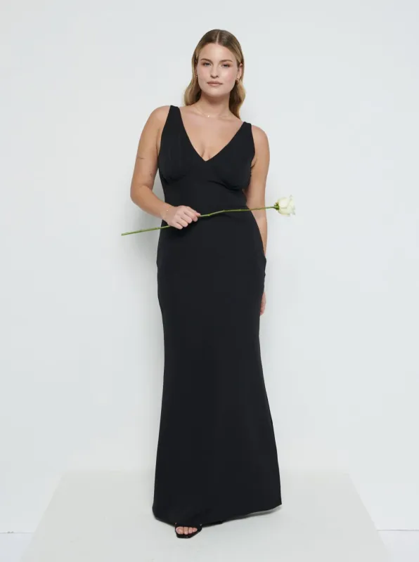 Esmee Crepe Maxi Bridesmaid Dress - Black sold by Pretty Lavish