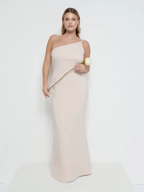 Amelia Crepe Maxi Bridesmaid Dress - Blush sold by Pretty Lavish