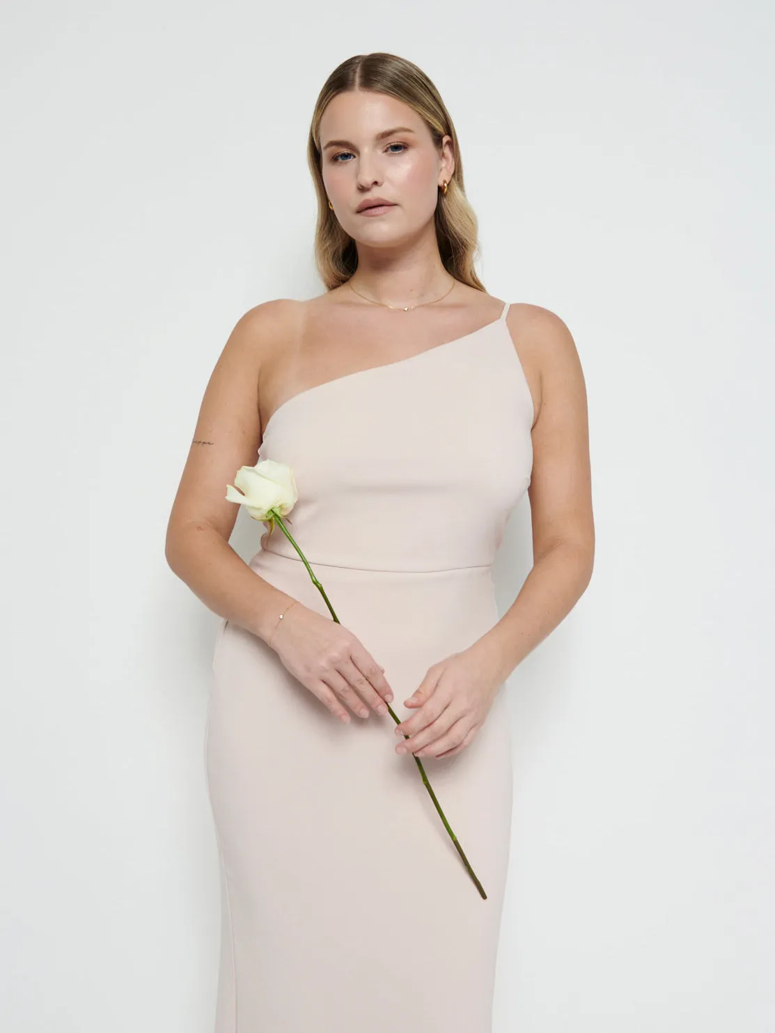 Amelia Crepe Maxi Bridesmaid Dress - Blush sold by Pretty Lavish product image thumbnail 2