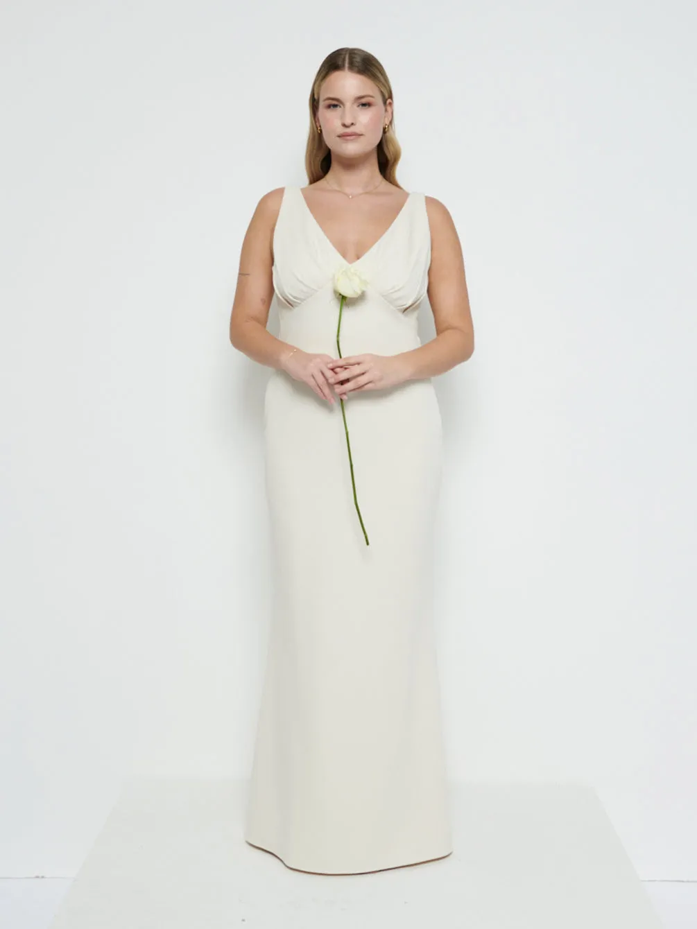 Esmee Crepe Maxi Bridesmaid Dress - Champagne sold by Pretty Lavish
