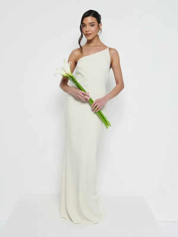 Amelia Crepe Maxi Bridesmaid Dress - Champagne sold by Pretty Lavish