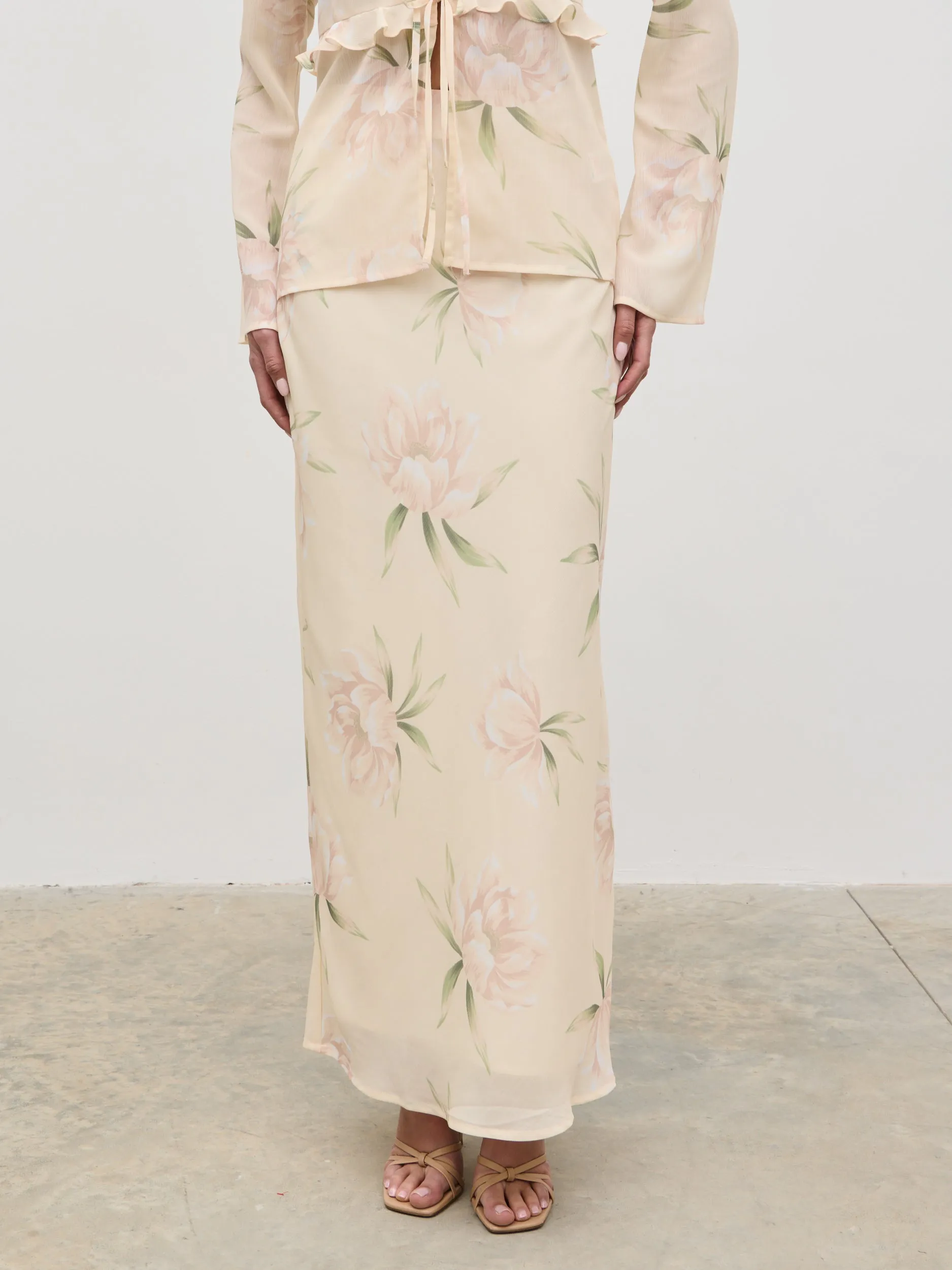 Leoni Maxi Skirt - Cream Floral sold by Pretty Lavish product image thumbnail 3