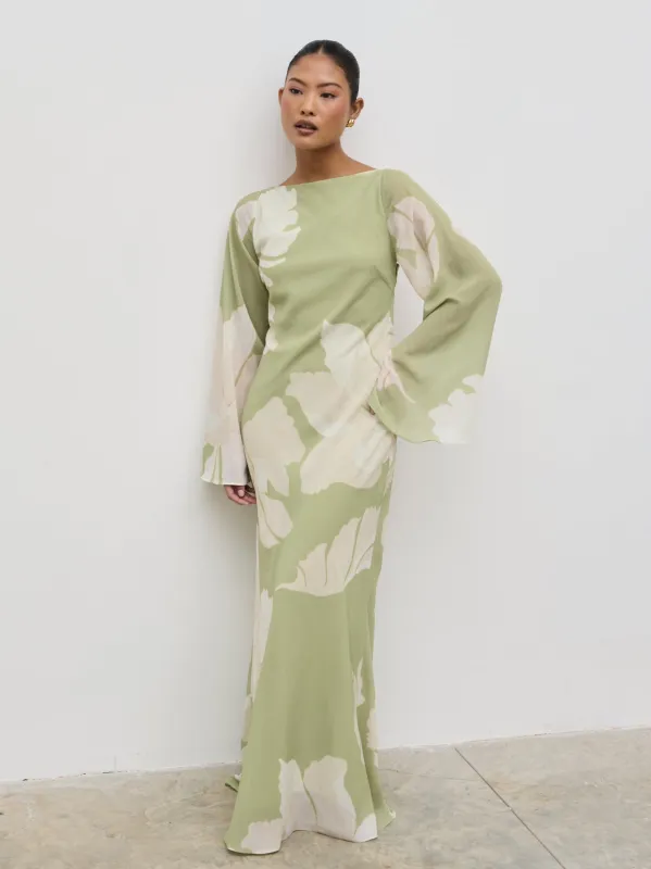 Primrose Kimono Sleeve Maxi Dress - Olive Floral sold by Pretty Lavish
