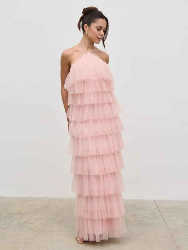 Carri Tulle Maxi Dress - Peony Pink sold by Pretty Lavish