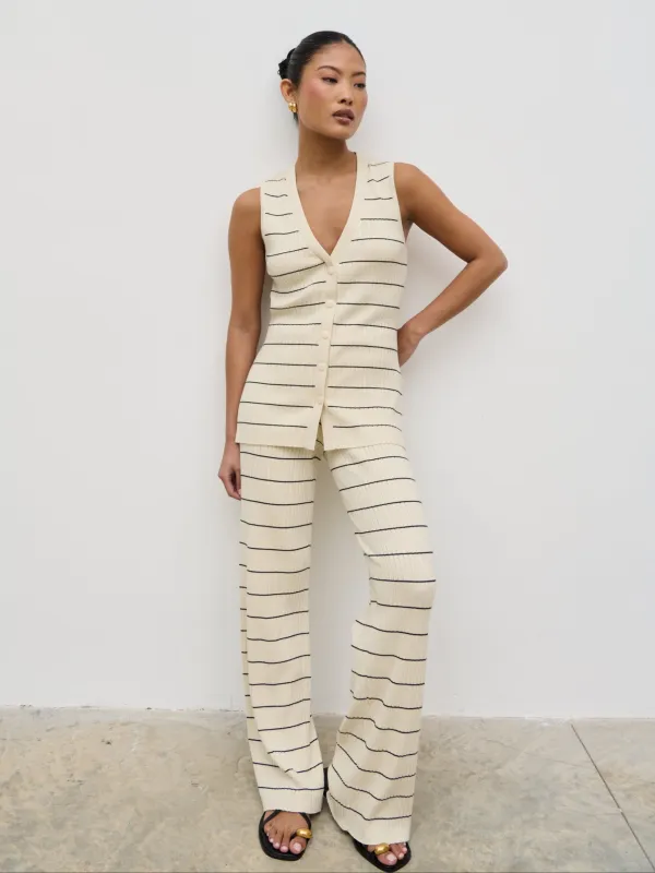 Hattie Stripe Knit Trousers - Cream and Black sold by Pretty Lavish