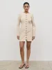 Indy Button Down Mini Dress - Natural sold by Pretty Lavish